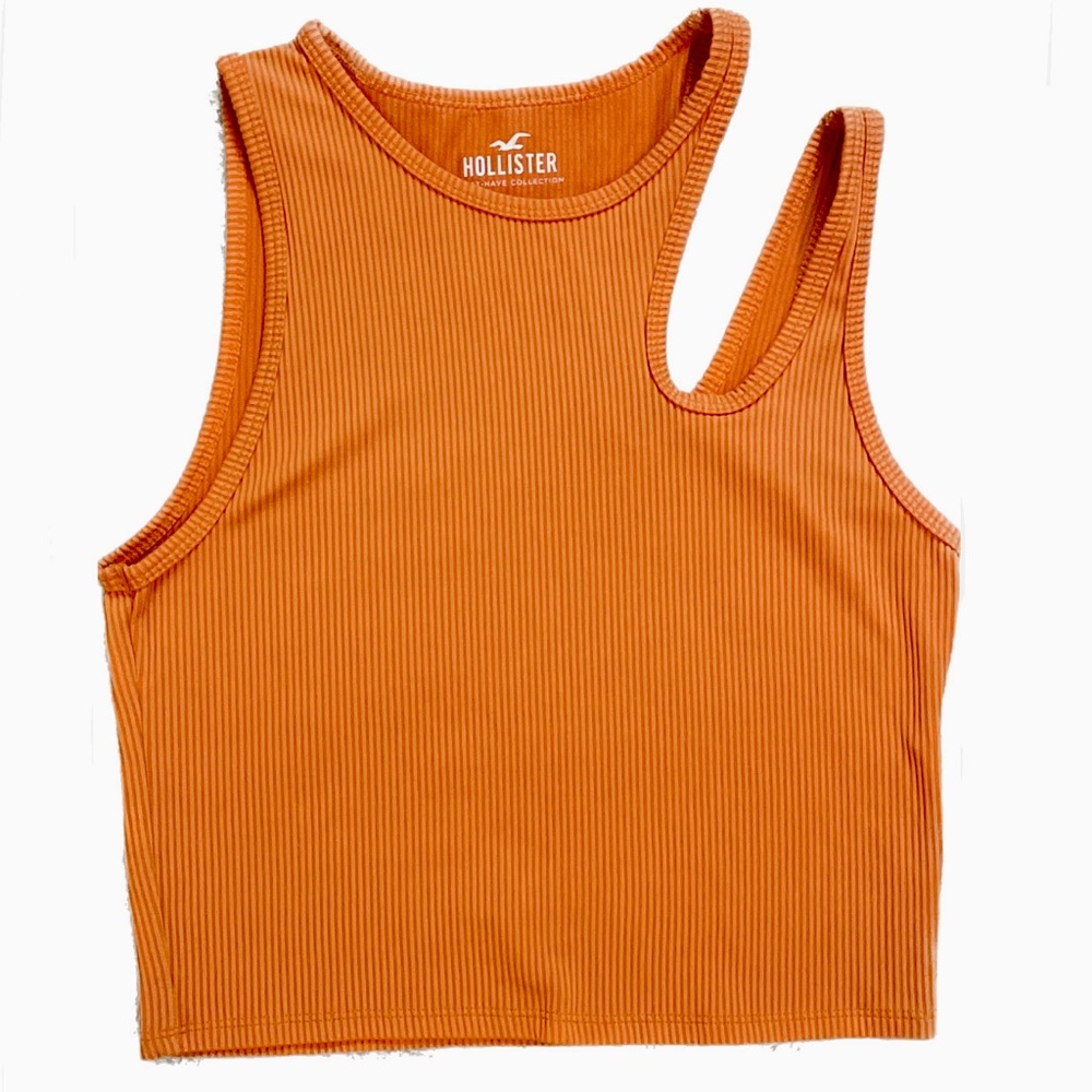 NWOT Hollister Orange Tank Top Ribbed Cropped Size S Summer